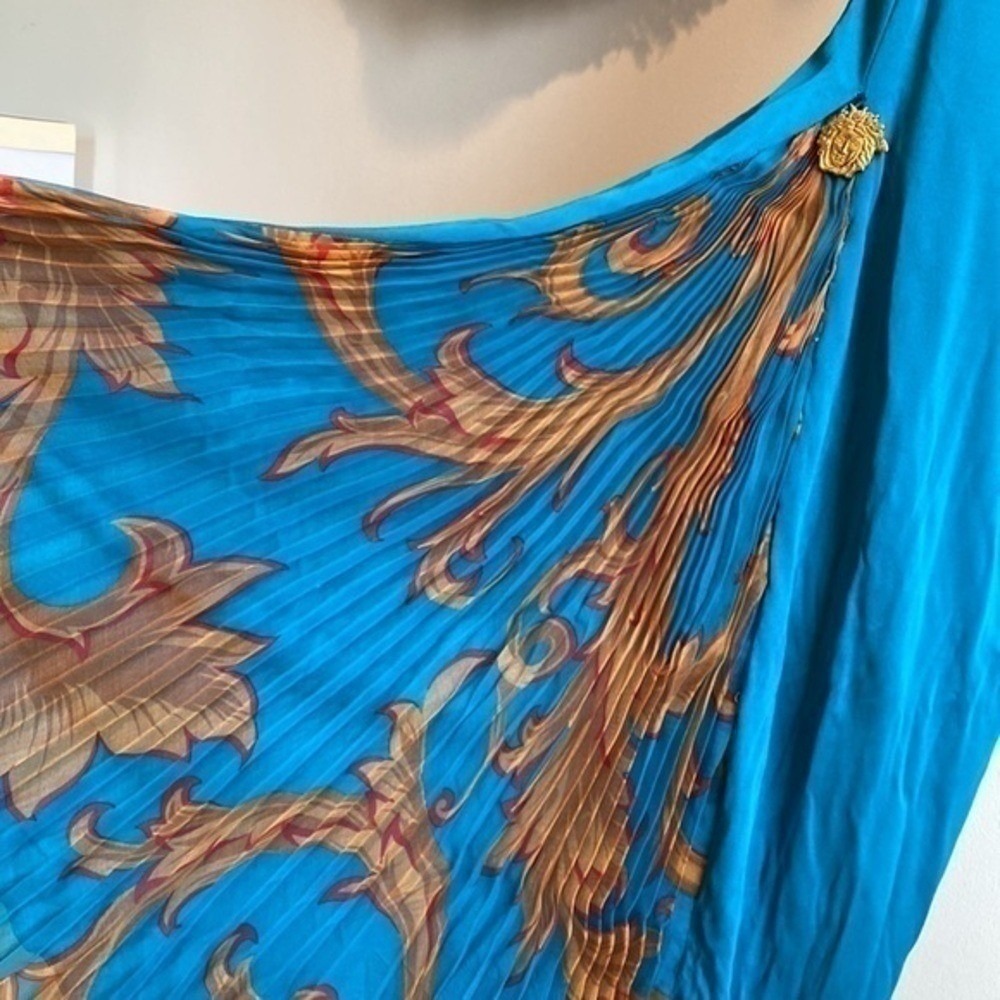 VERSACE ATELIER Haute Couture Runway Teal Blue Halter Medusa Dress 90's Y2K RARE - Picture 9 of 14